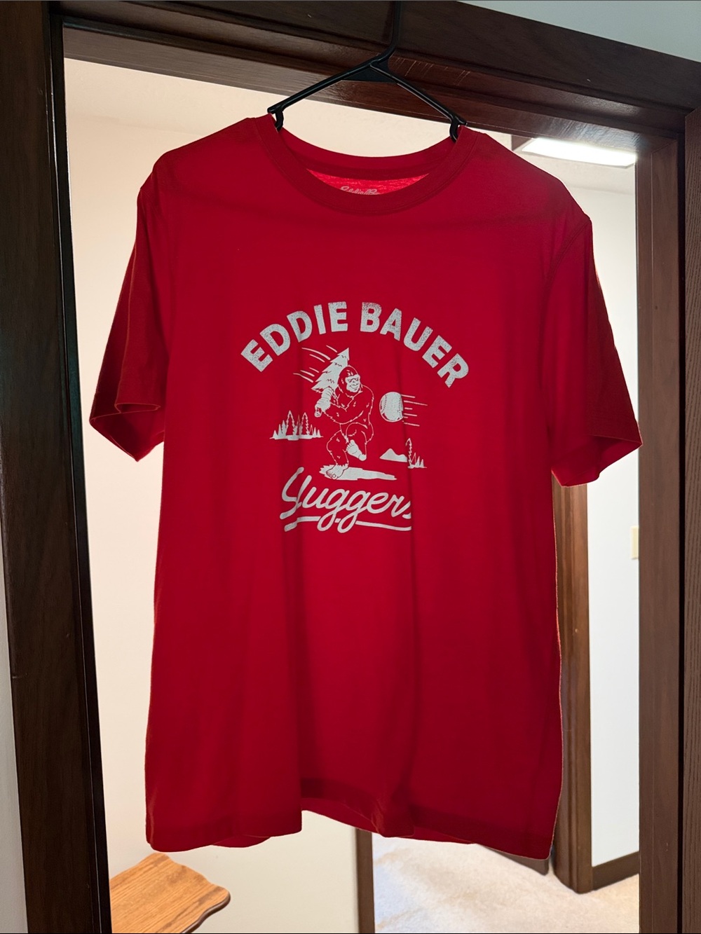 Eddie Bauer Red Graphic Tee with White 'Slugger' Print